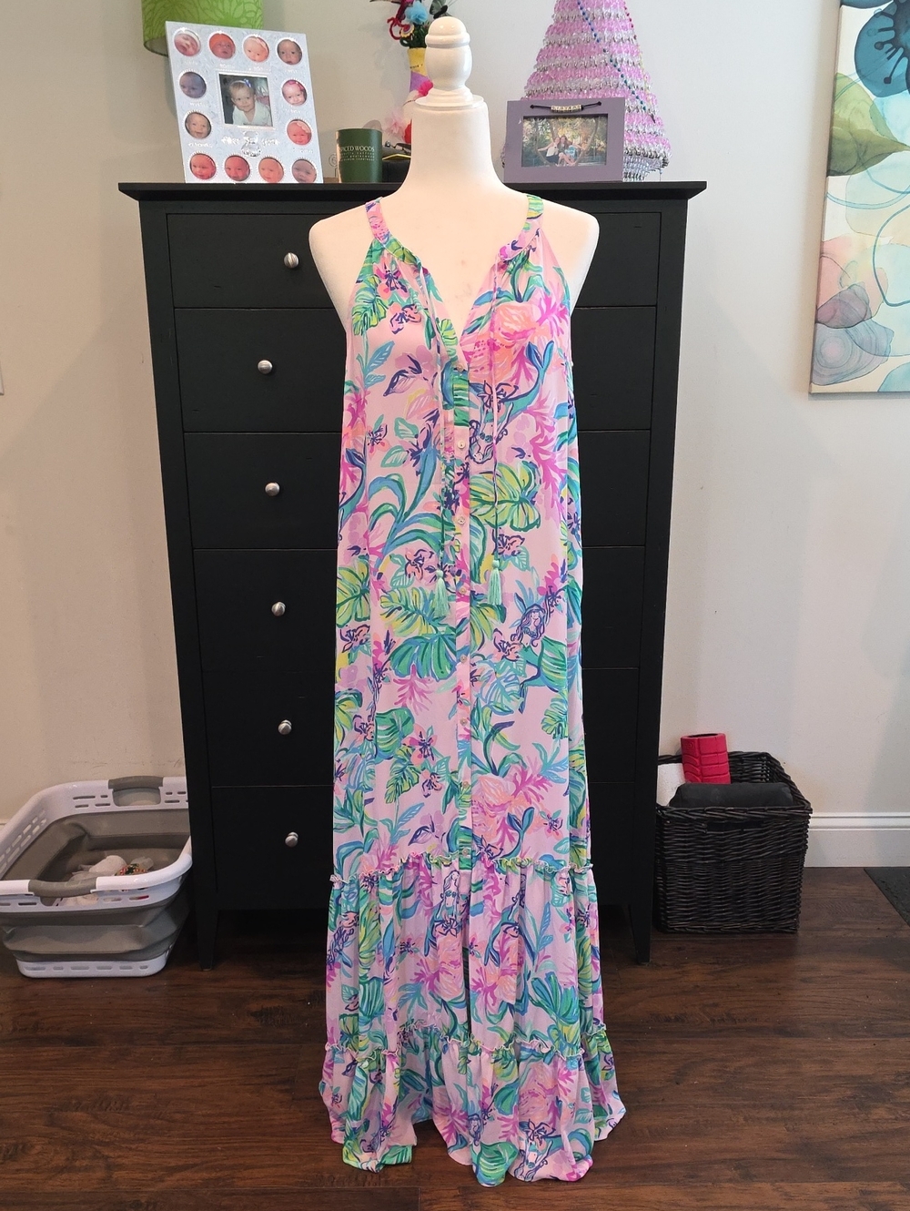 Lilly Pulitzer purple multi color button down maxi dress